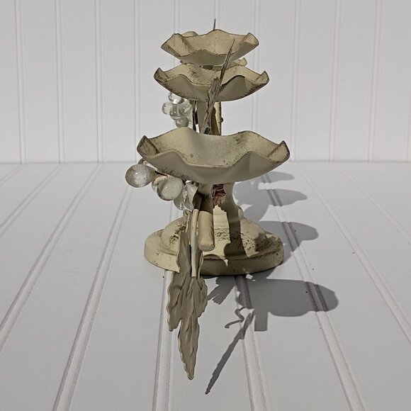 Italian Tole Iron Candelabra 5-arm Grape Leaves Votive Candle Holder Centerpiece - Picture 6 of 16